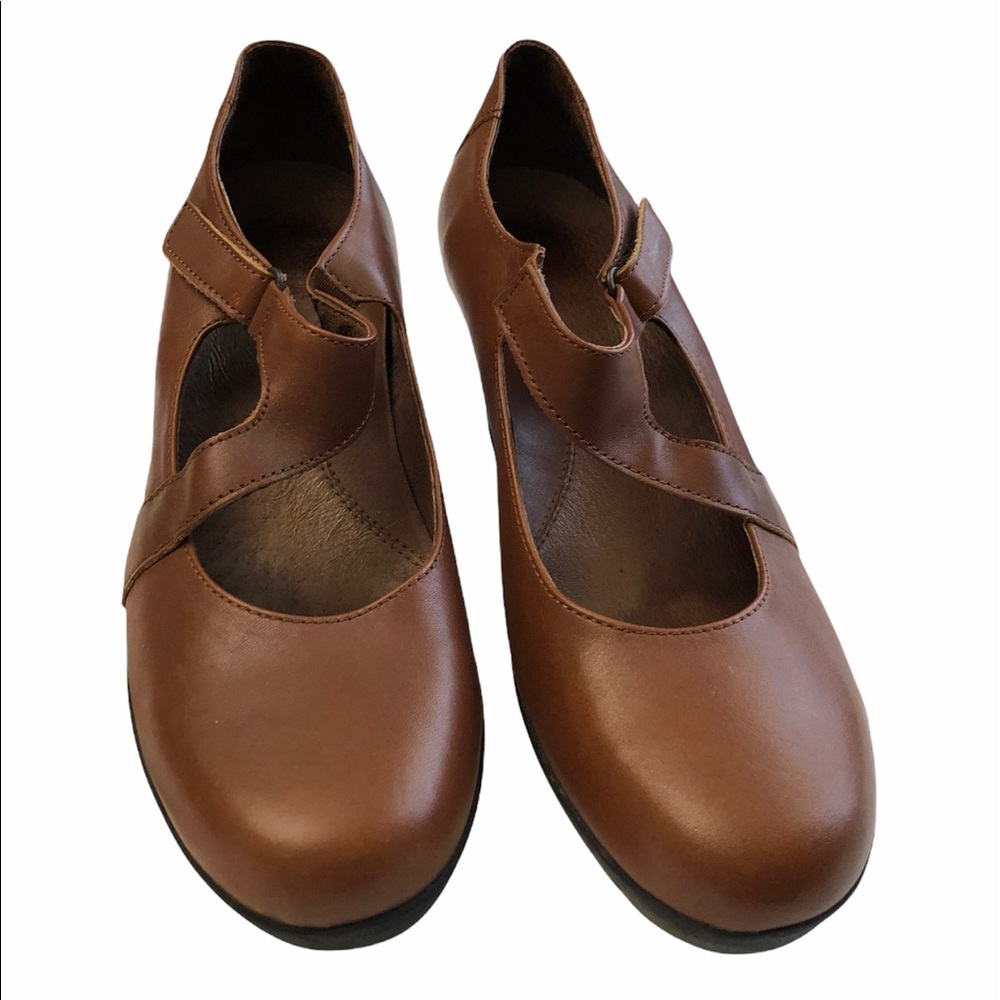 Brown Sanita Mary Jane Wedge. Size US 7 EU 38